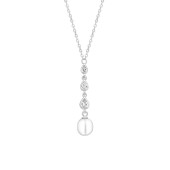 Lantisor argint cu perla naturala alba si cristale DiAmanti SK25481N_W-G Lantisor argint cu perla naturala alba si cristale DiAmanti SK25481N_W-G